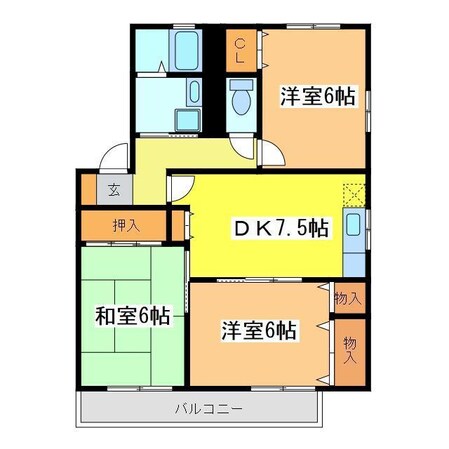 カーサ石が瀬Aの物件間取画像